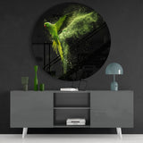 Green Parrot Glass Wall Art