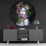 Floral Woman Glass Wall Art