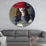 Woman in Hat Glass Wall Art