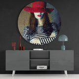 Woman in Hat Glass Wall Art