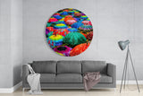 Colorful Umbrellas Glass Wall Art