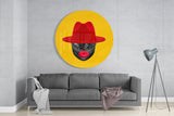 Red Hat Silhouette Glass Wall Art