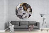 Floral Woman Glass Wall Art