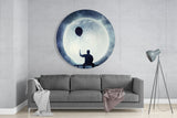 Full Moon Glass Wall Art