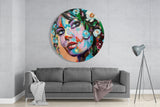 Floral Woman Glass Wall Art