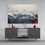 Snowy Mountains Glass Wall Art