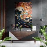 Waves and Flowers Brushed Aluminium Dibond Wall Art