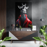 Cool Giraffe Brushed Aluminium Dibond Wall Art