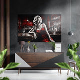 Woman in a Bar Brushed Aluminium Dibond Wall Art