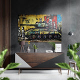 Kids and Tank Brushed Aluminium Dibond Wall Art