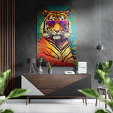 Spectacled Tiger Brushed Aluminium Dibond Wall Art