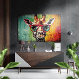 Happy Giraffe Brushed Aluminium Dibond Wall Art