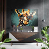 Happy Giraffe Brushed Aluminium Dibond Wall Art