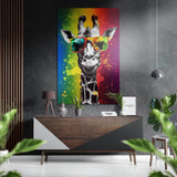 Happy Giraffe Brushed Aluminium Dibond Wall Art