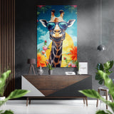 Happy Giraffe Brushed Aluminium Dibond Wall Art