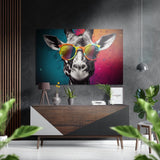 Happy Giraffe Brushed Aluminium Dibond Wall Art