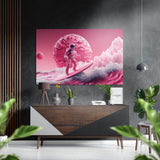 Surf in Pink Planet Brushed Aluminium Dibond Wall Art