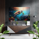 Sea Turtle Brushed Aluminium Dibond Wall Art