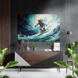 Astronaut Surfer Brushed Aluminium Dibond Wall Art