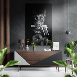 Dog and Gun Brushed Aluminium Dibond Wall Art