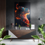 Fire Lion  Brushed Aluminium Dibond Wall Art