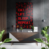 Eat, Lift, Sleep Brushed Aluminium Dibond Wall Art