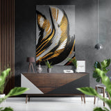 Golden Feather Brushed Aluminium Dibond Wall Art