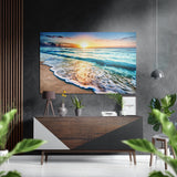 Sunset at the Beach Brushed Aluminium Dibond Wall Art