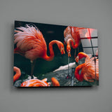 Flamingos Glass Wall Art