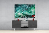 Green Waves Glass Wall Art