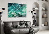 Green Waves Glass Wall Art