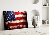 USA Flag Glass Wall Art