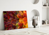 Orange Leaves Glass Wall Art