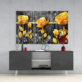 Yellow Rose Glass Wall Art