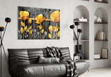 Yellow Rose Glass Wall Art