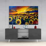 Sunflower Flower Glass Wall Art