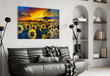 Sunflower Flower Glass Wall Art