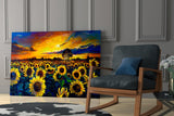 Sunflower Flower Glass Wall Art