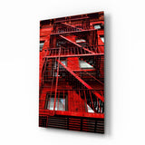 Escaliers rouges Impression sur verre