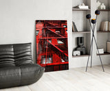 Red Stairs Glass Wall Art