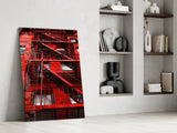 Red Stairs Glass Wall Art