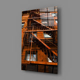 Orange Stairs Glass Wall Art