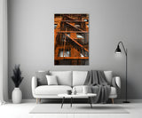 Orange Stairs Glass Wall Art