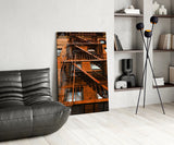 Orange Stairs Glass Wall Art