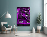 Purple Stairs Glass Wall Art