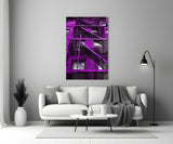 Purple Stairs Glass Wall Art