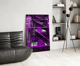 Purple Stairs Glass Wall Art