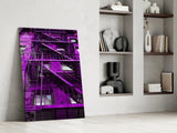 Purple Stairs Glass Wall Art