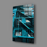 Blue Stairs Glass Wall Art