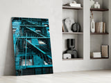 Blue Stairs Glass Wall Art